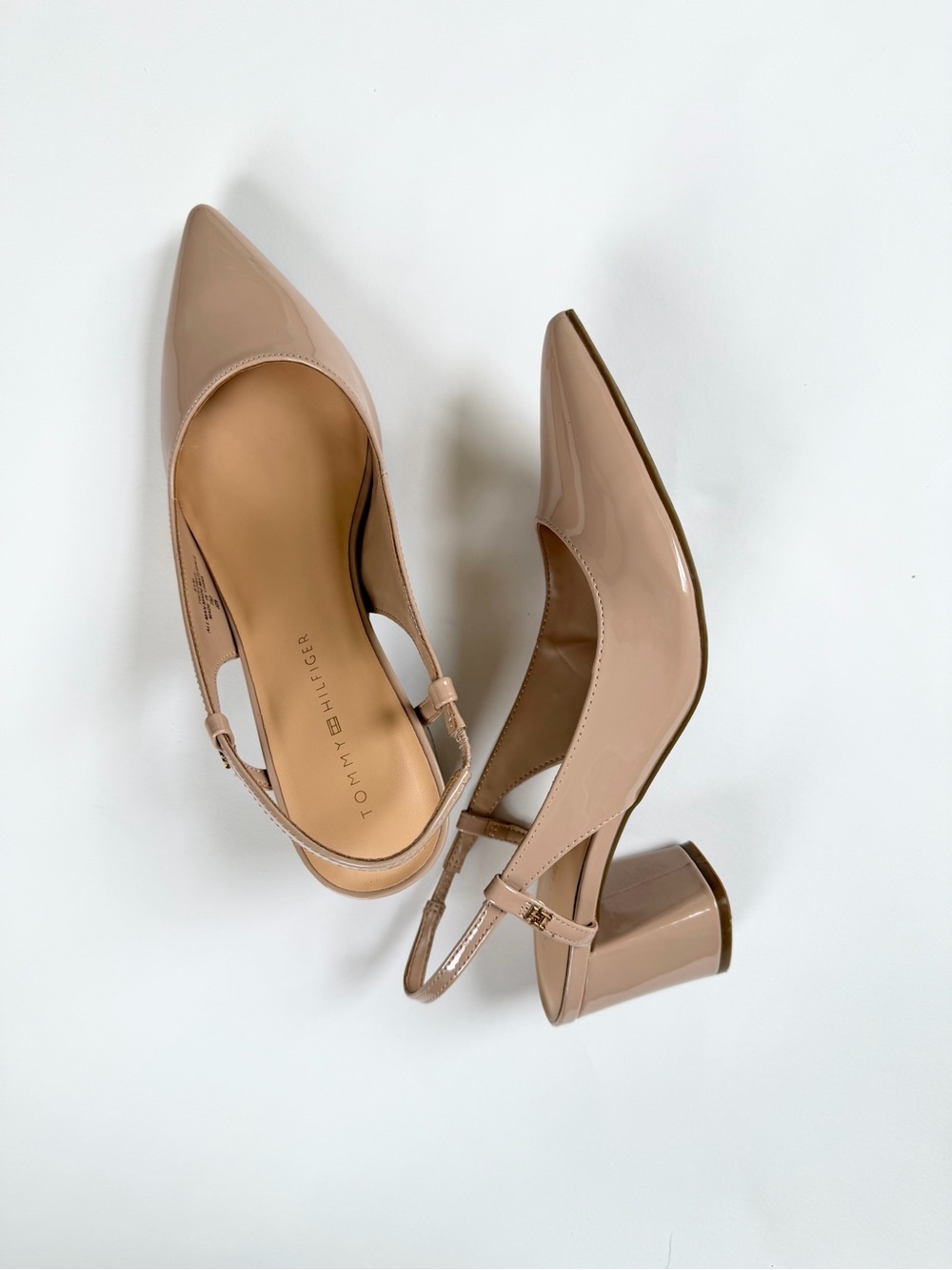 Tommy Hilfiger Beige Slingback Block Heels